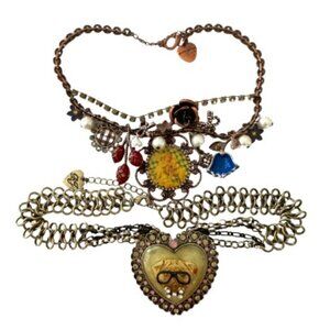 Betsey Johnson Necklace Lot: Rare Vintage Cameo Pug Statement Necklace